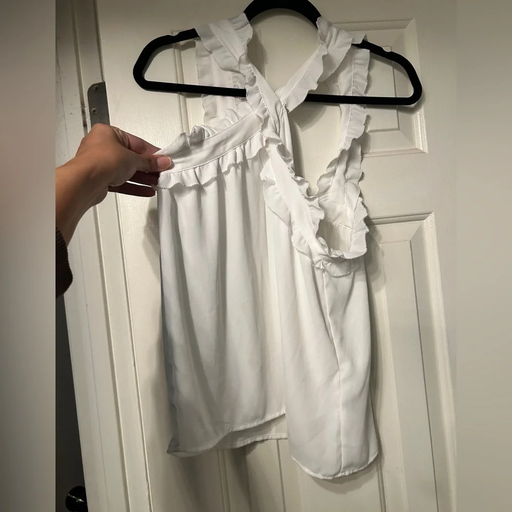 J.Crew Drapey Wrap Front Criss Cross Neck Ruffle Top size 8